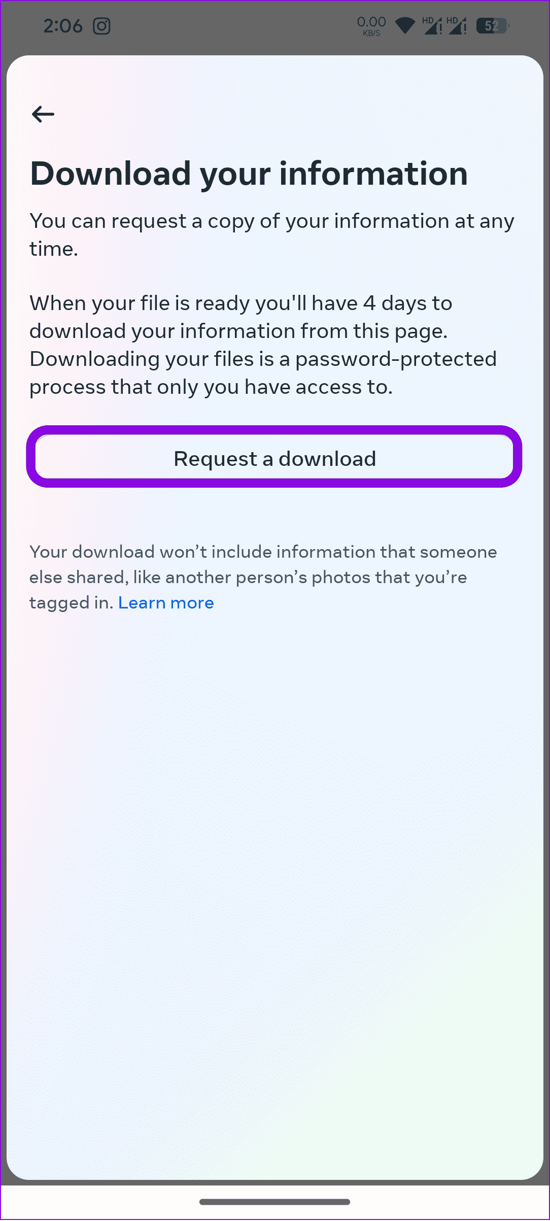 choose request a download