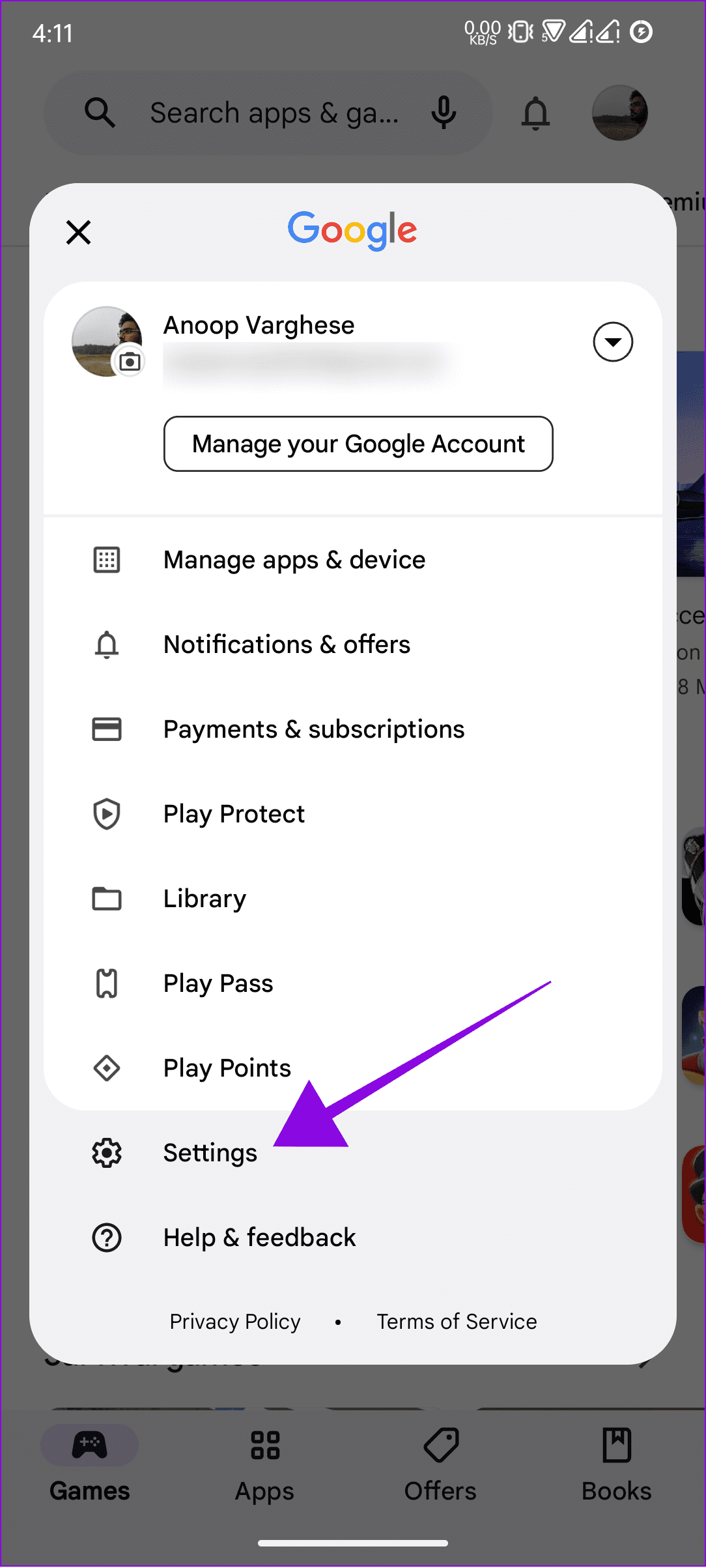 choose settings
