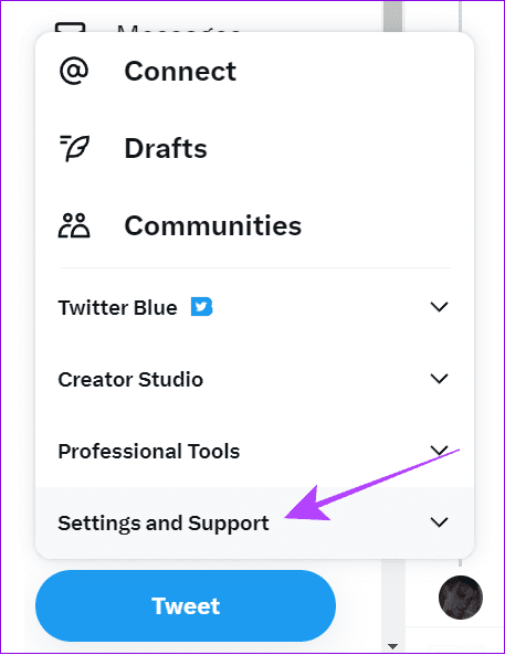 choose settings and support