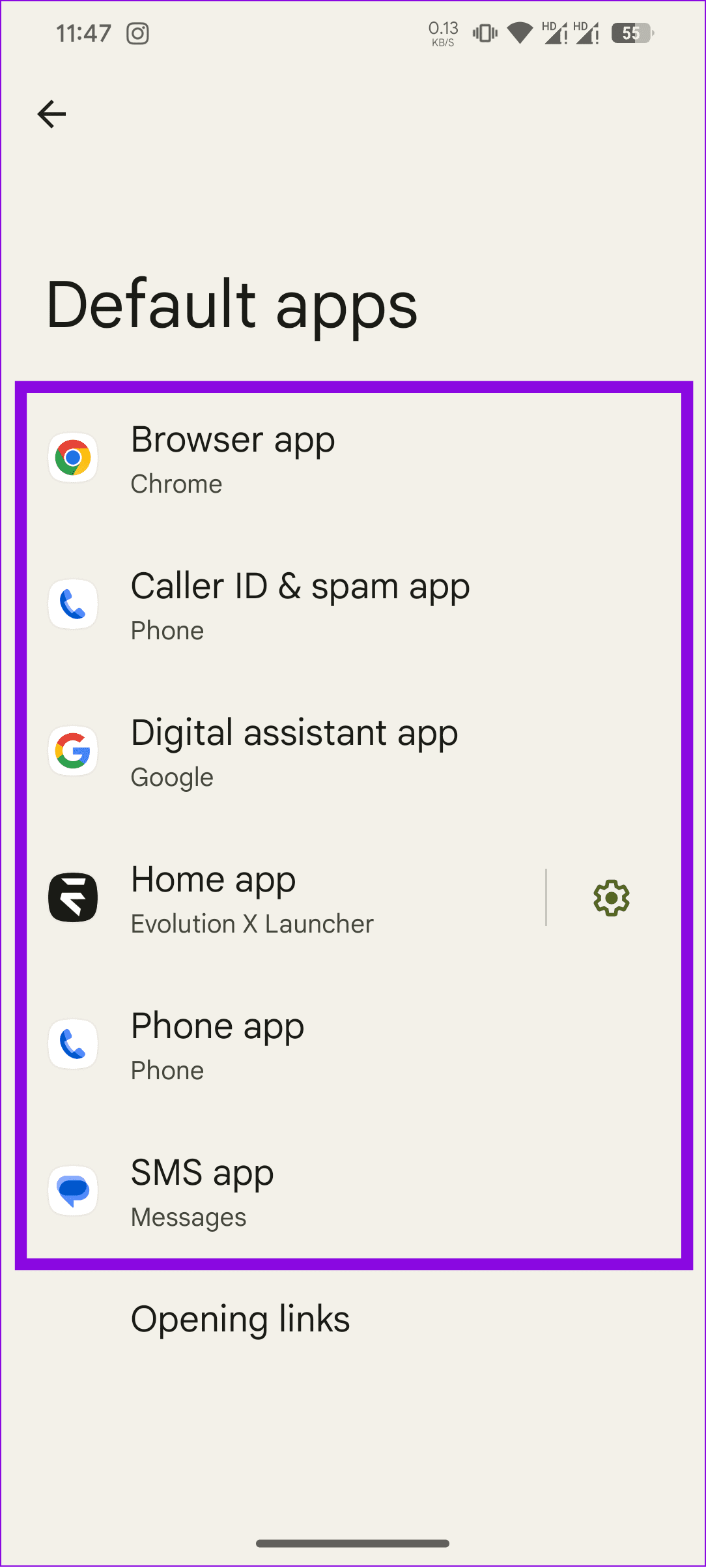 choose the app you want to change