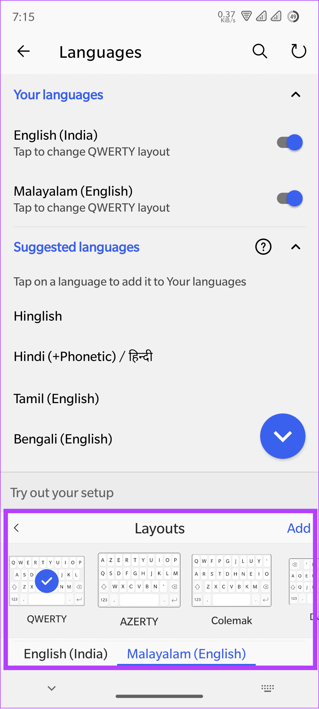 choose the language of your choice