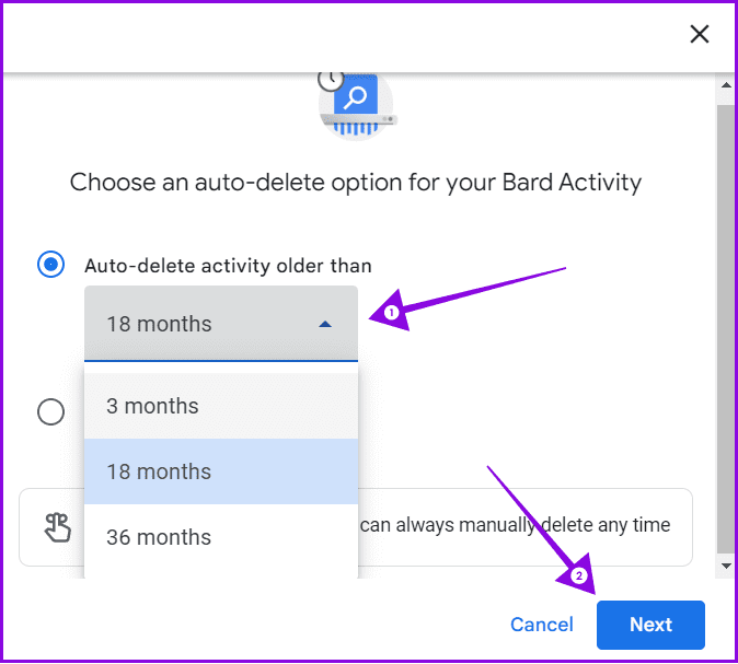 choose the time frame you want top enable auto delete