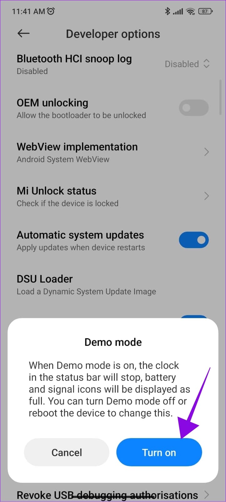 choose turn on to confirm