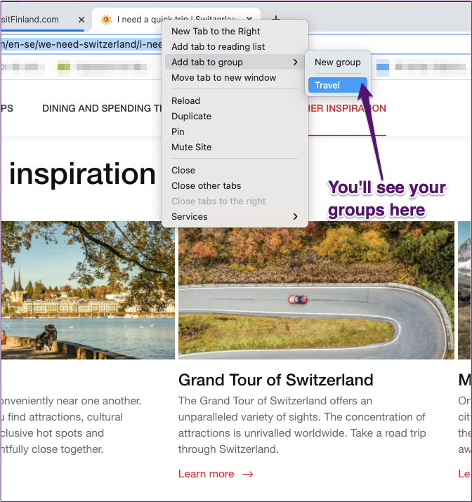 Chrome add to existing group