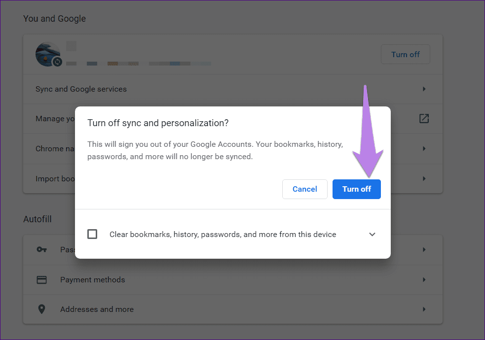 Chrome change default account 9