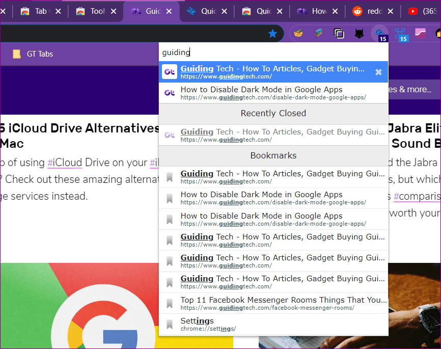 Chrome extension to view and switch between tabs 5