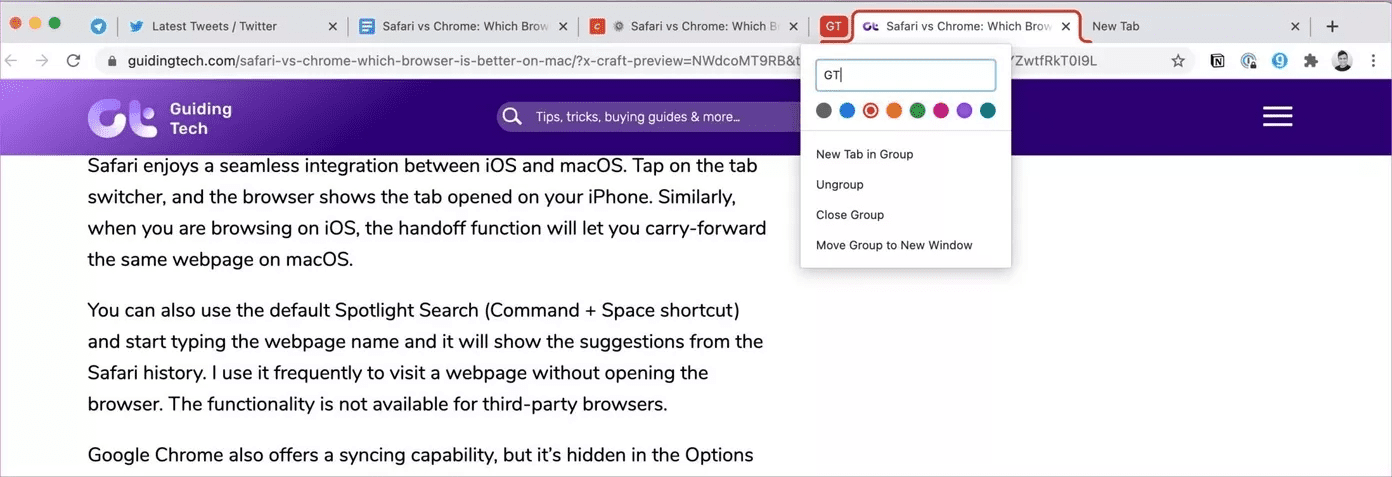 Chrome groups