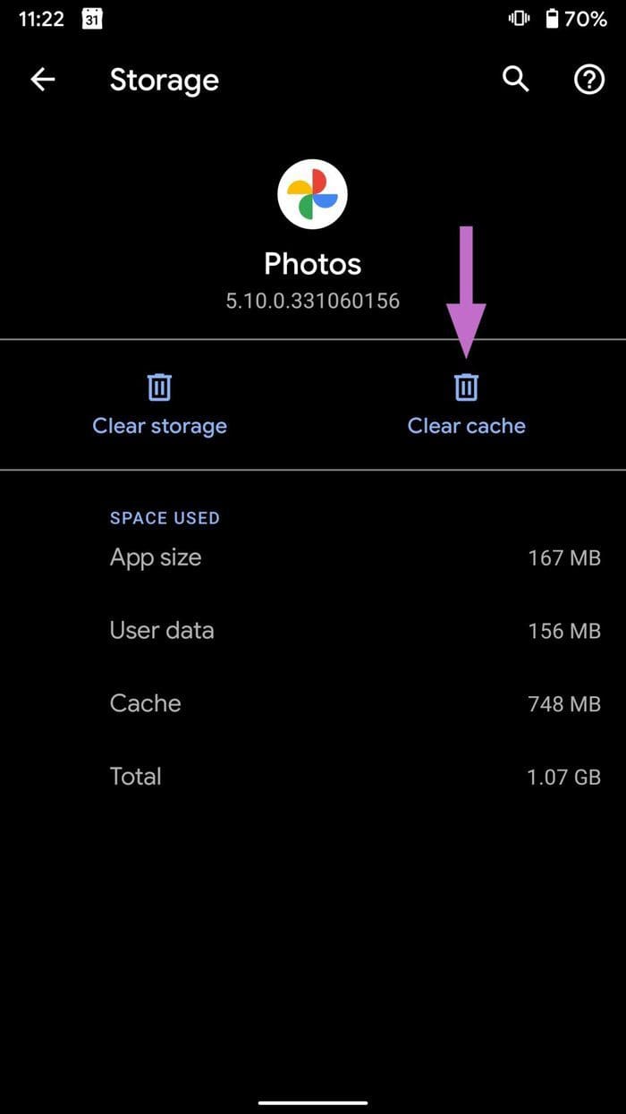Clean google photos cache