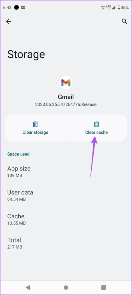 clear cache gmail android