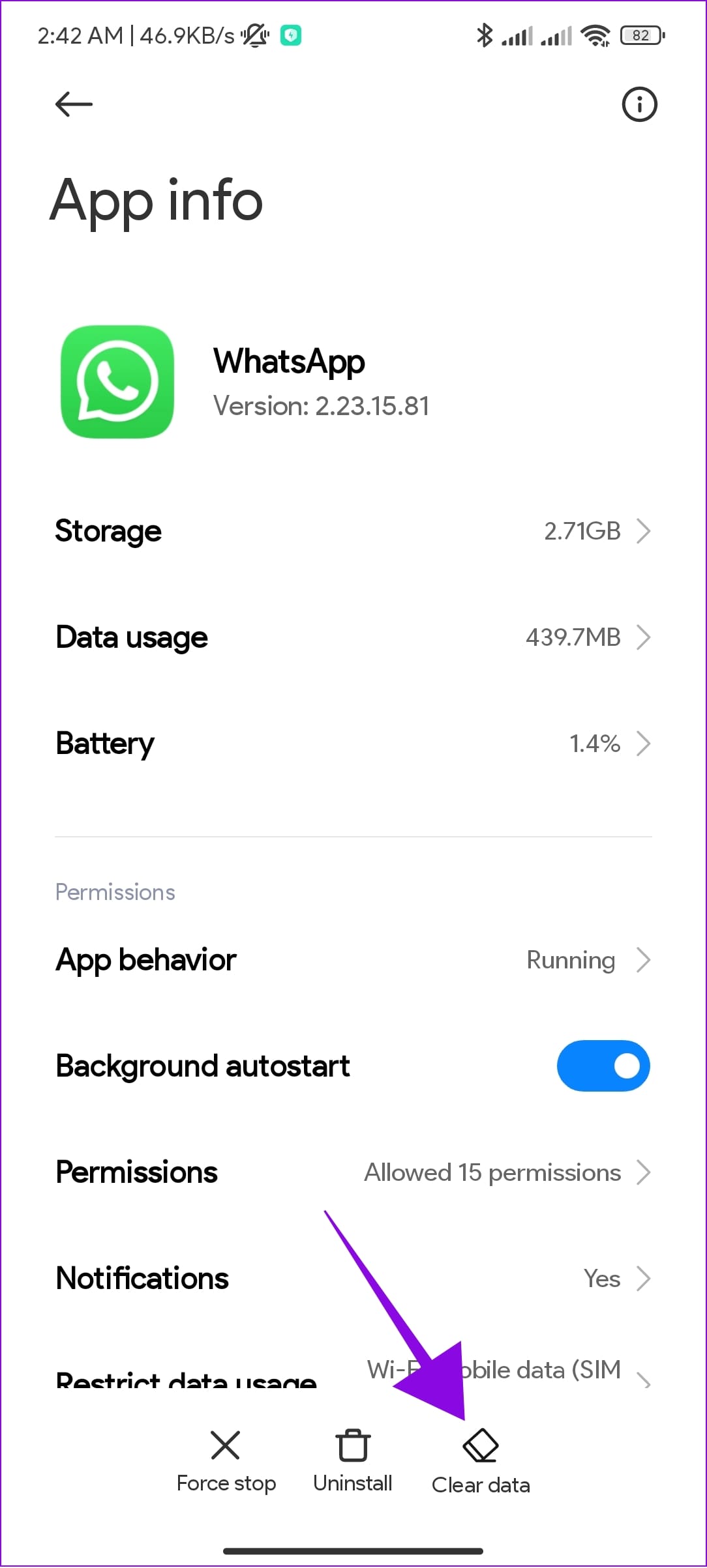 clear data 8