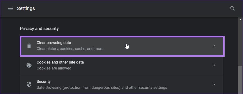 Clear data