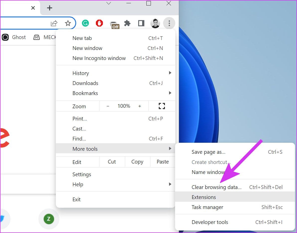 clear browsing data on chrome