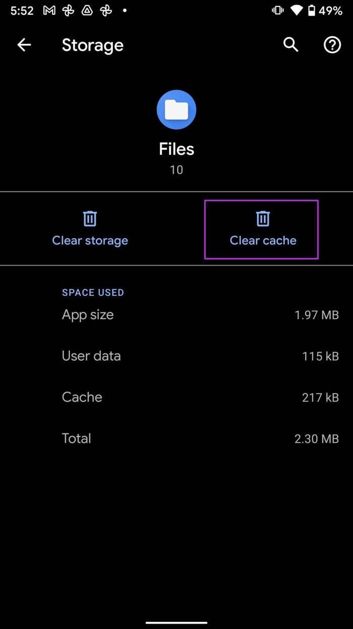 Clear files cache