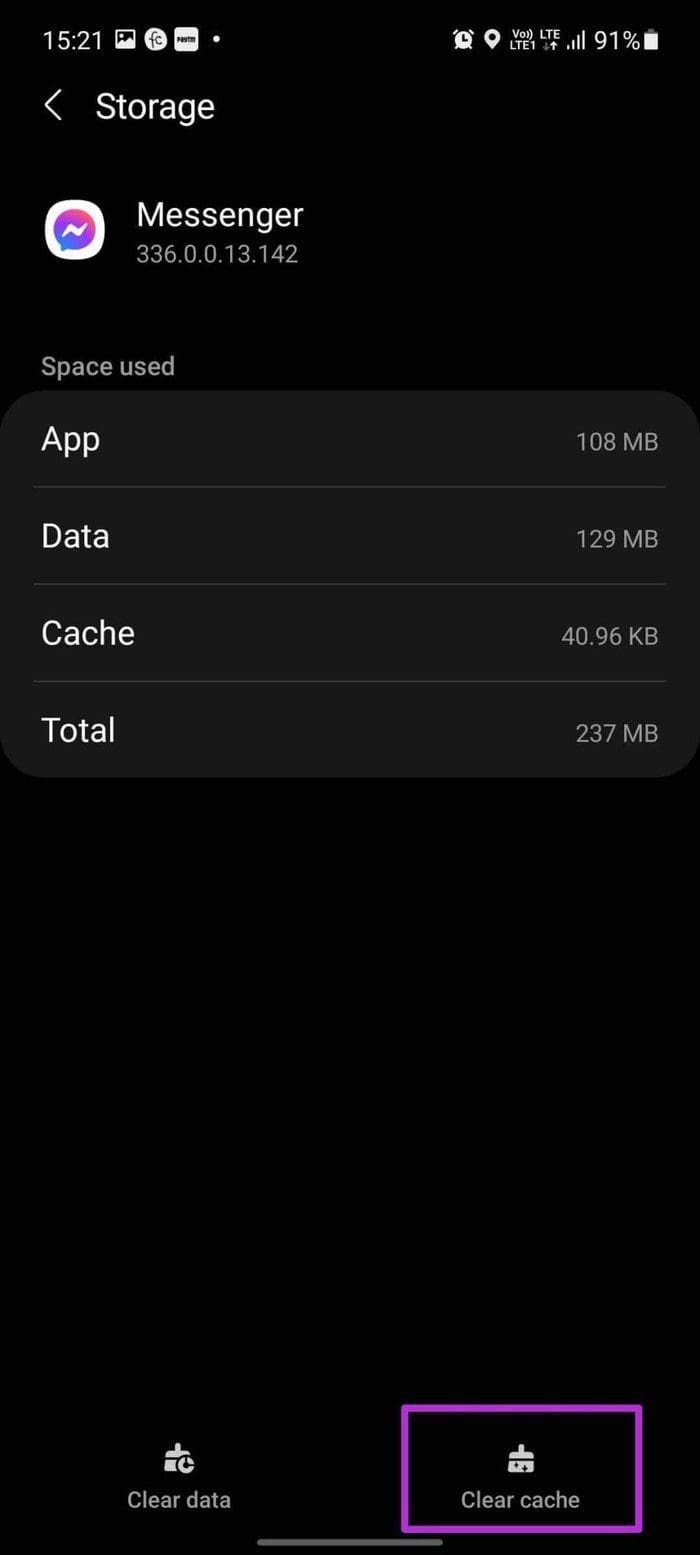 Clear messenger cache