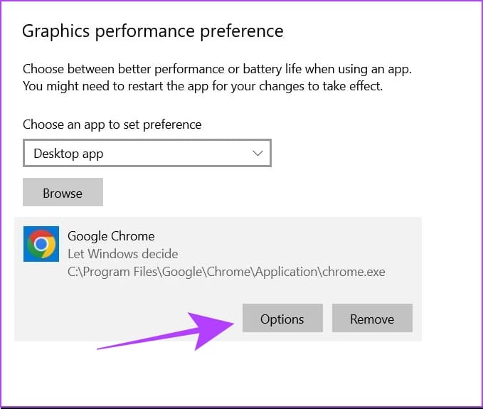 click on options