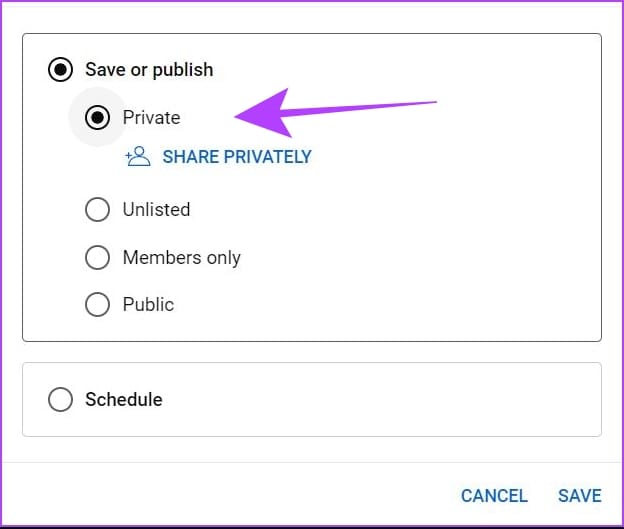 click on private