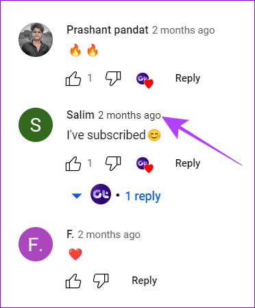 click the Timeperiod of the comment