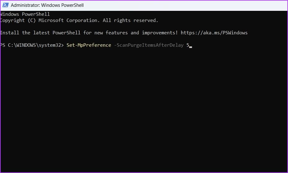 command in PowerShell window