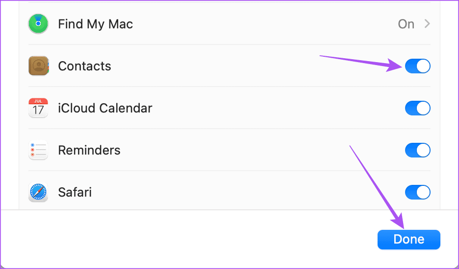 confirm contacts syncing icloud mac