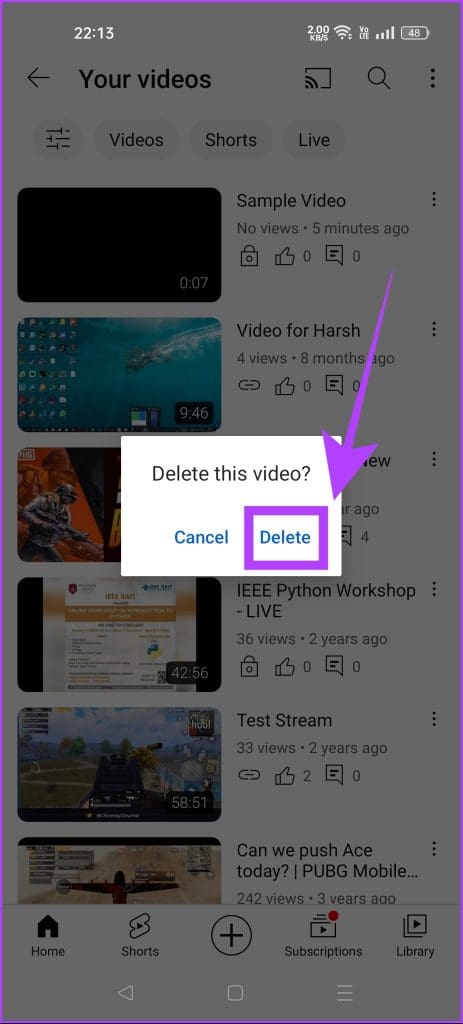 confirm delete