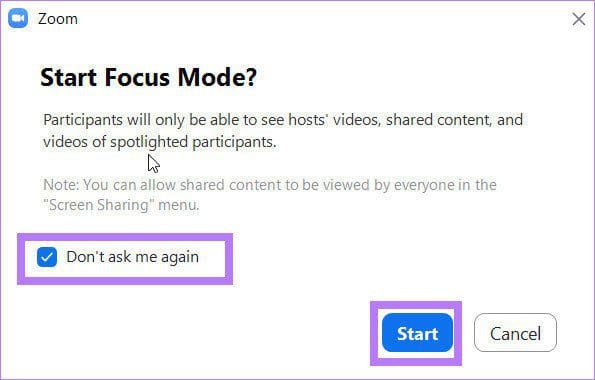 Confirm focus mode