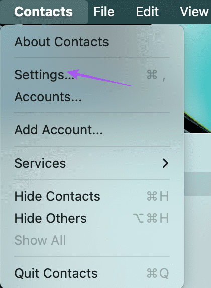 contacts settings Mac
