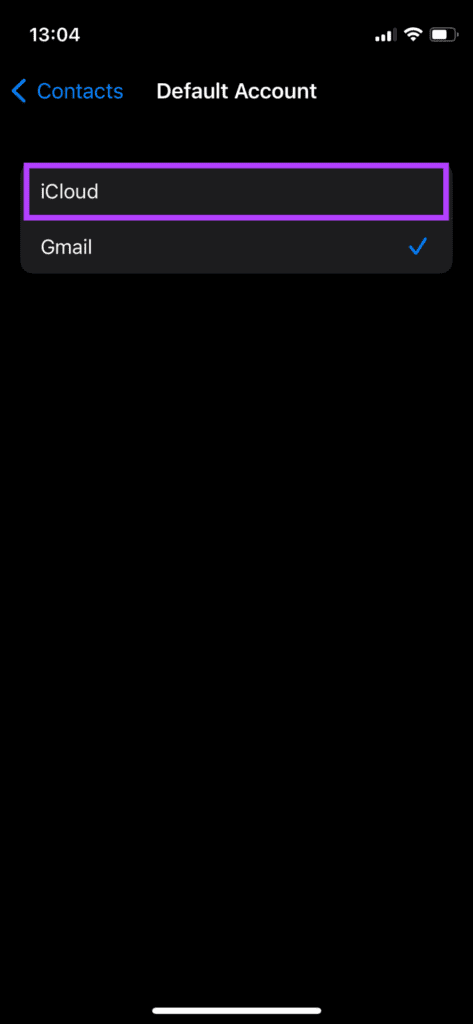 Set iCloud as default account