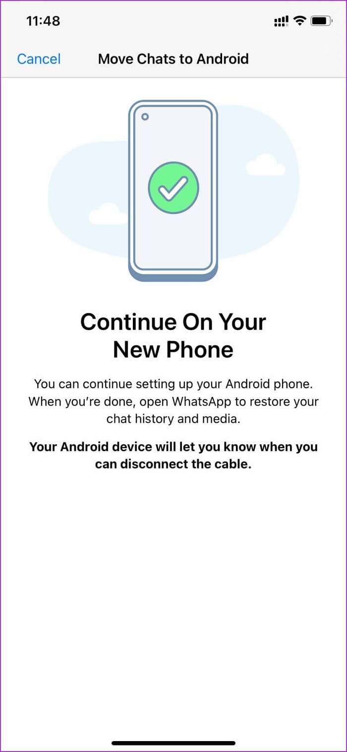 Continue on new phone transfer whatsapp chat from i Phone to Android