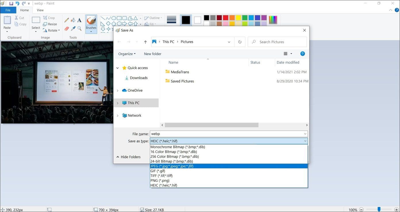 Convert on paint