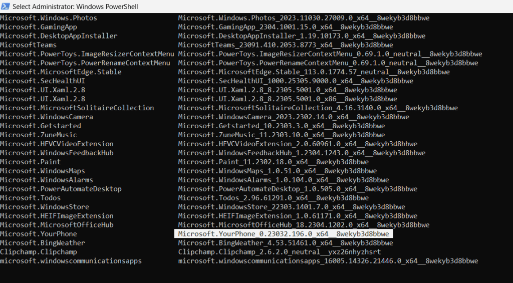copy full package name