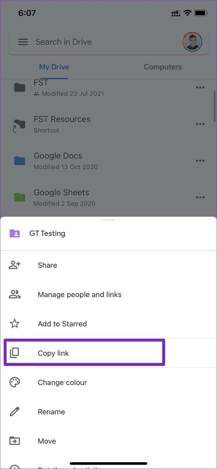 Copy link to folder