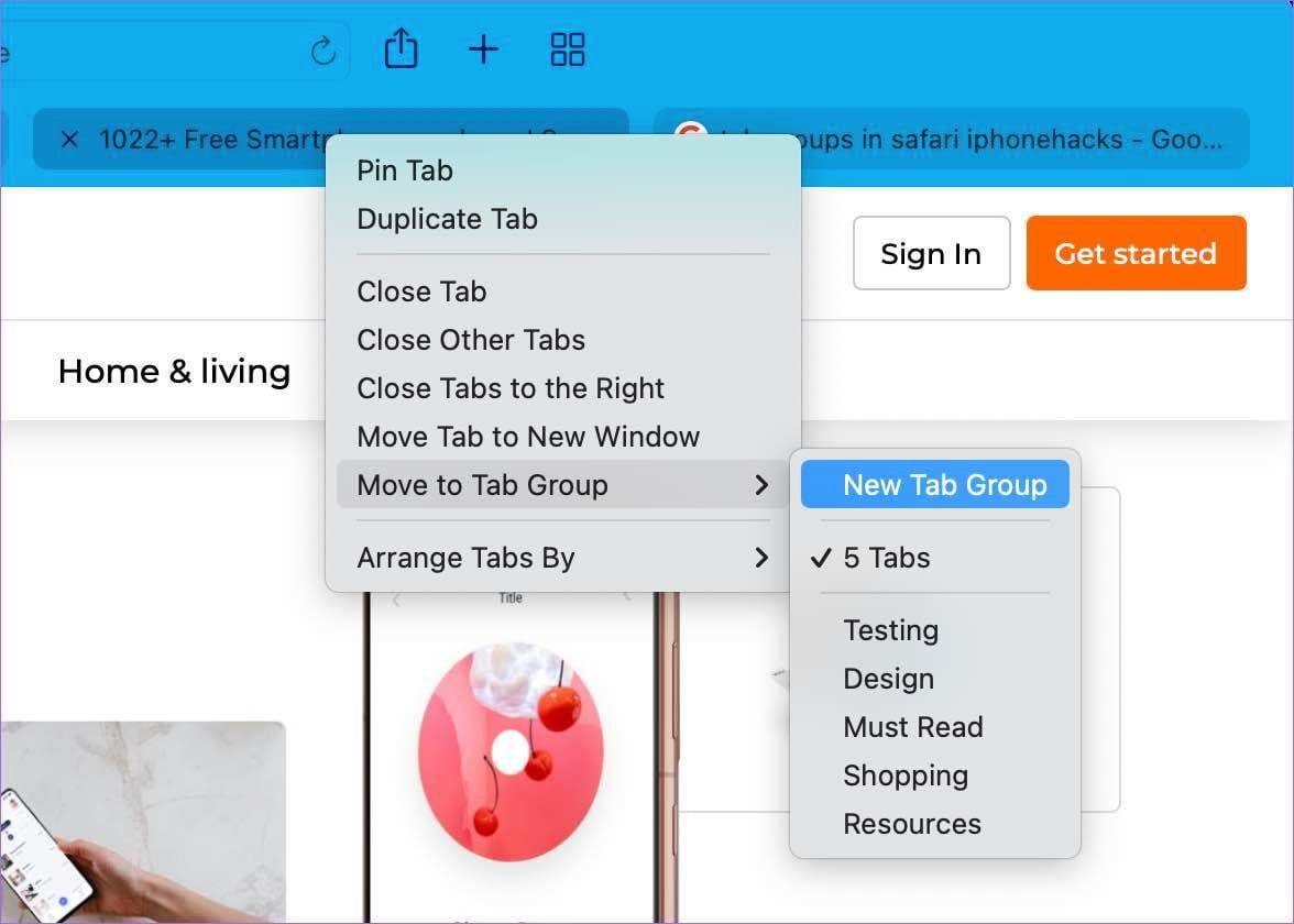 Create new tab group