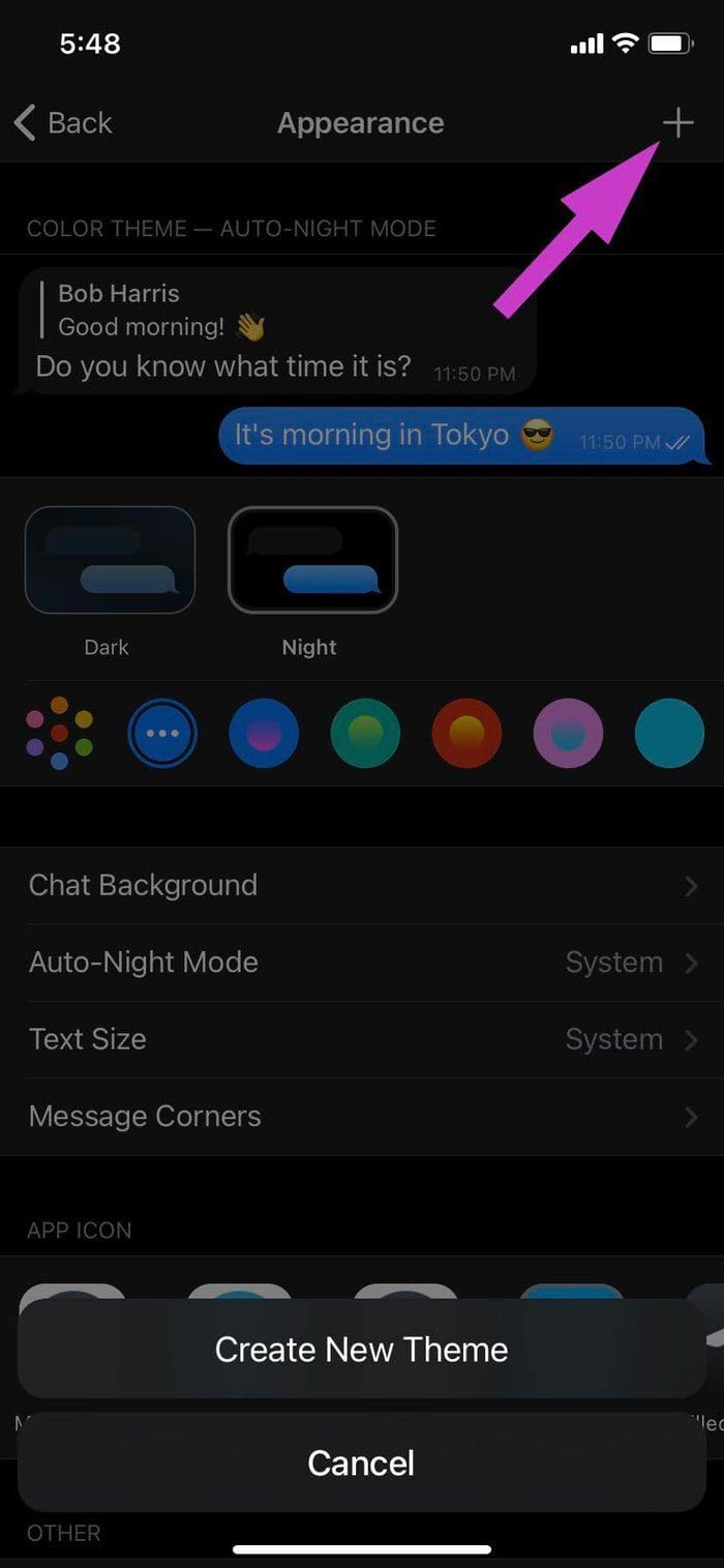 Create new theme on iphone