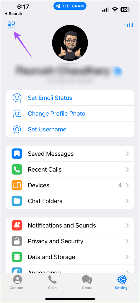 create qr code telegram on mobile