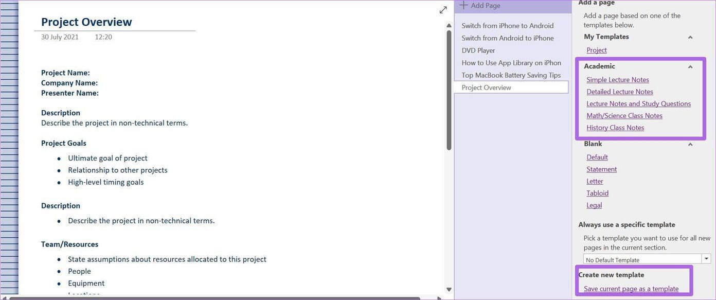 Create template on desktop