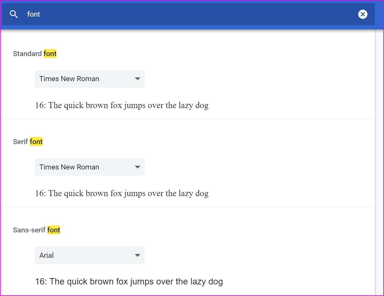 Customize chrome fonts