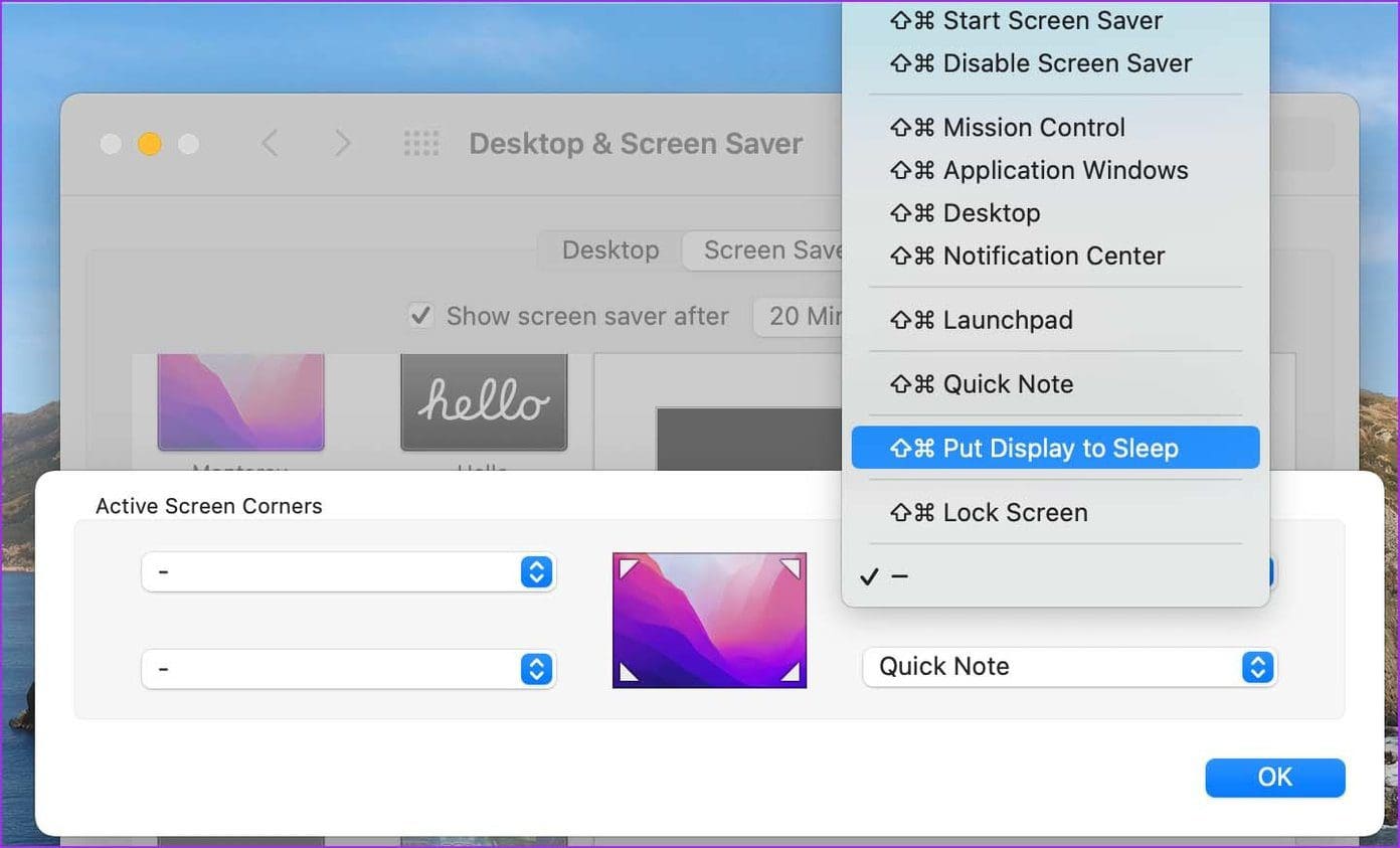 Customize quick note corner on mac