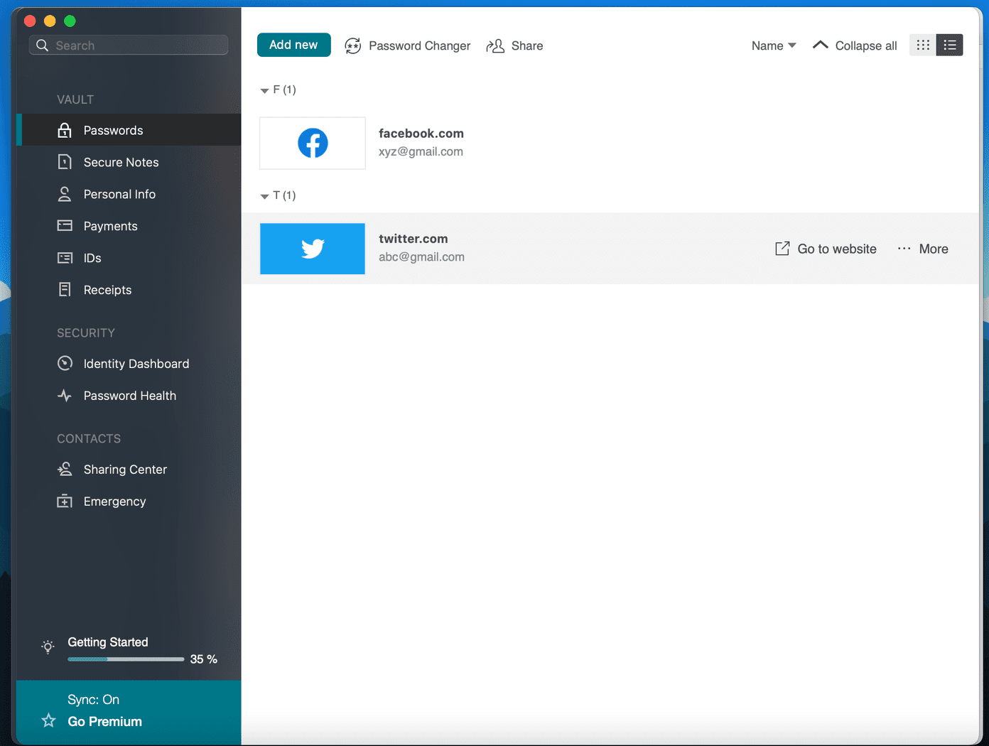 Dashlane home