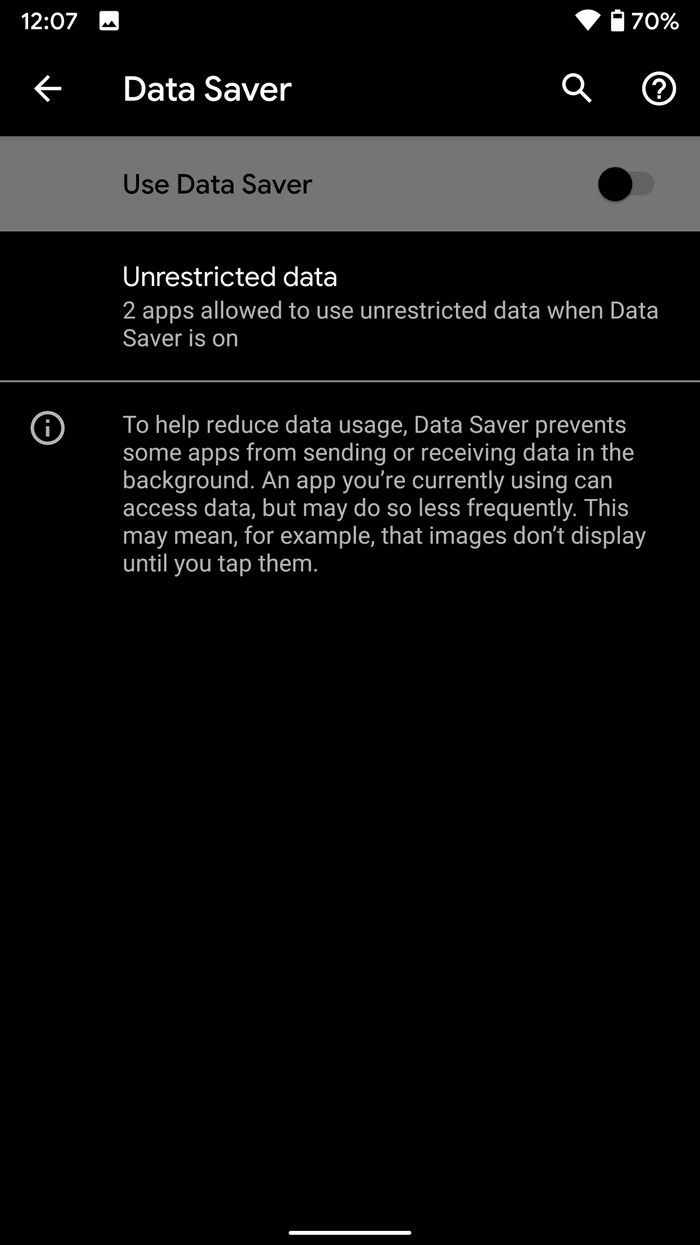 Data saver turned off