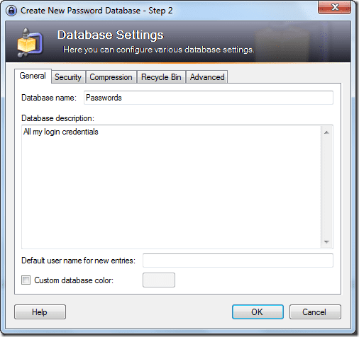 Database Setttings