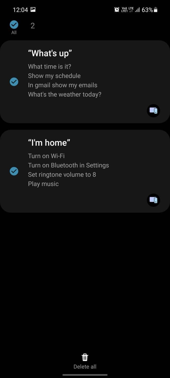 Delete bixby routine