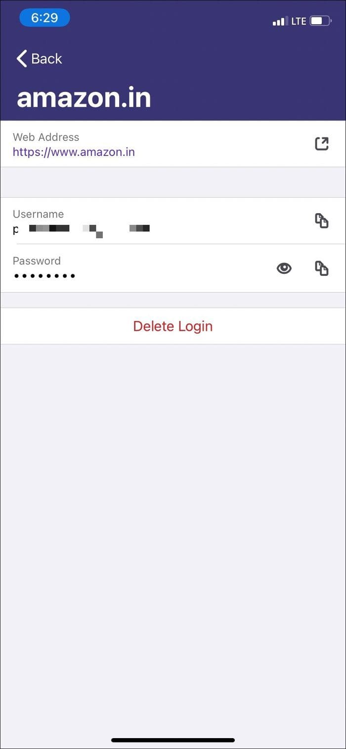 Delete login on mobile
