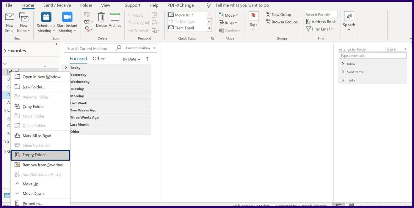 Delete microsoft outlook email error message step 4