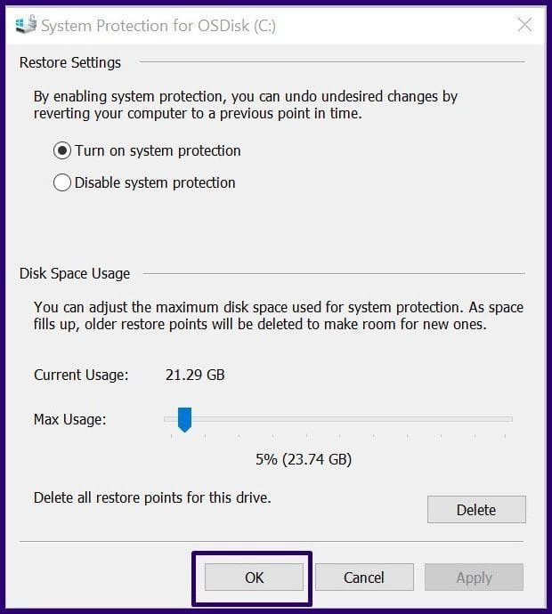 Delete old backup files windows 10 step 11