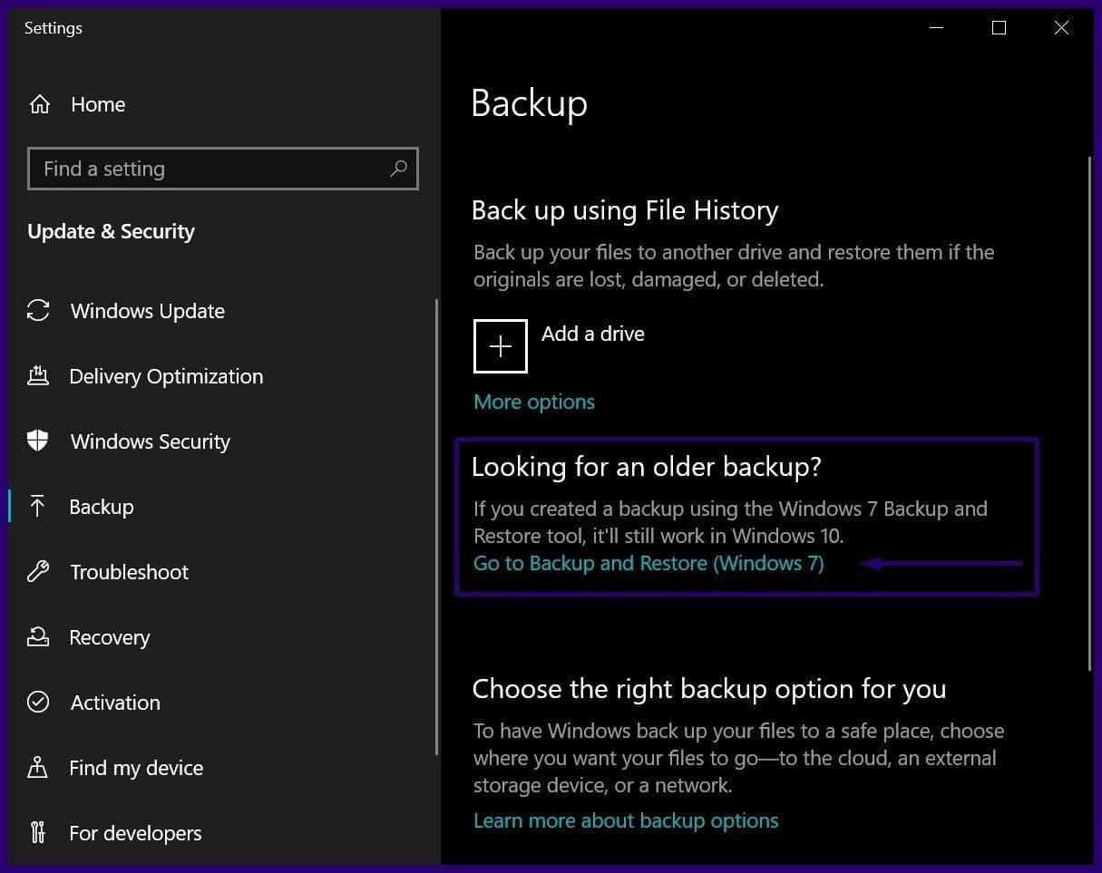 Delete old backup files windows 10 step 2