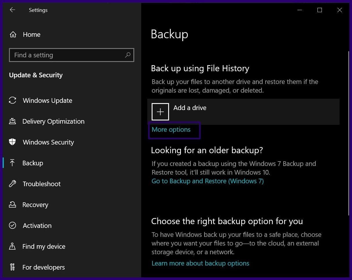 Delete old backup files windows 10 step 6