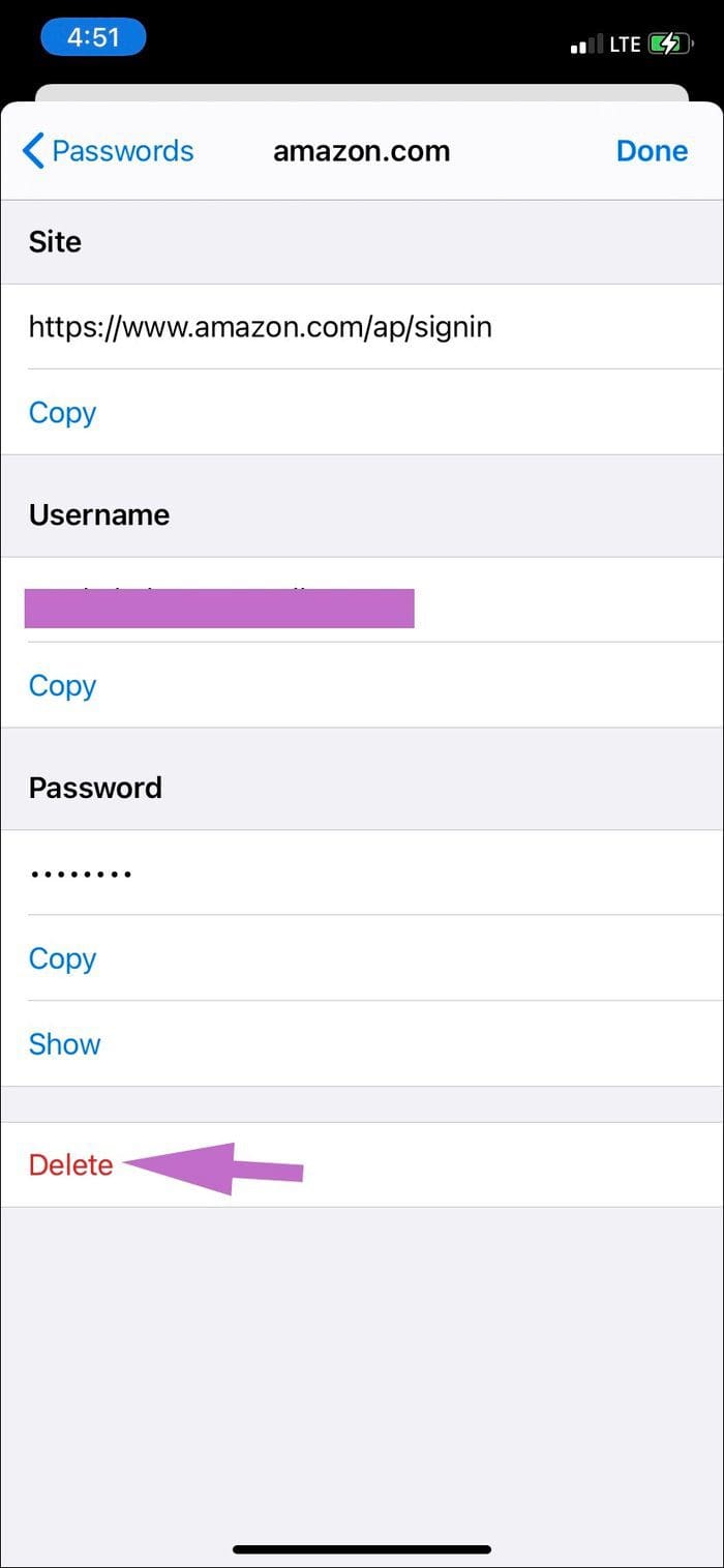 Delete password fromios
