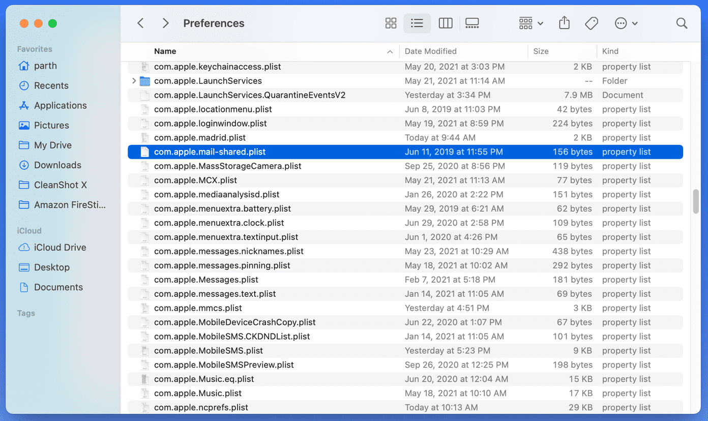 Delete preference files