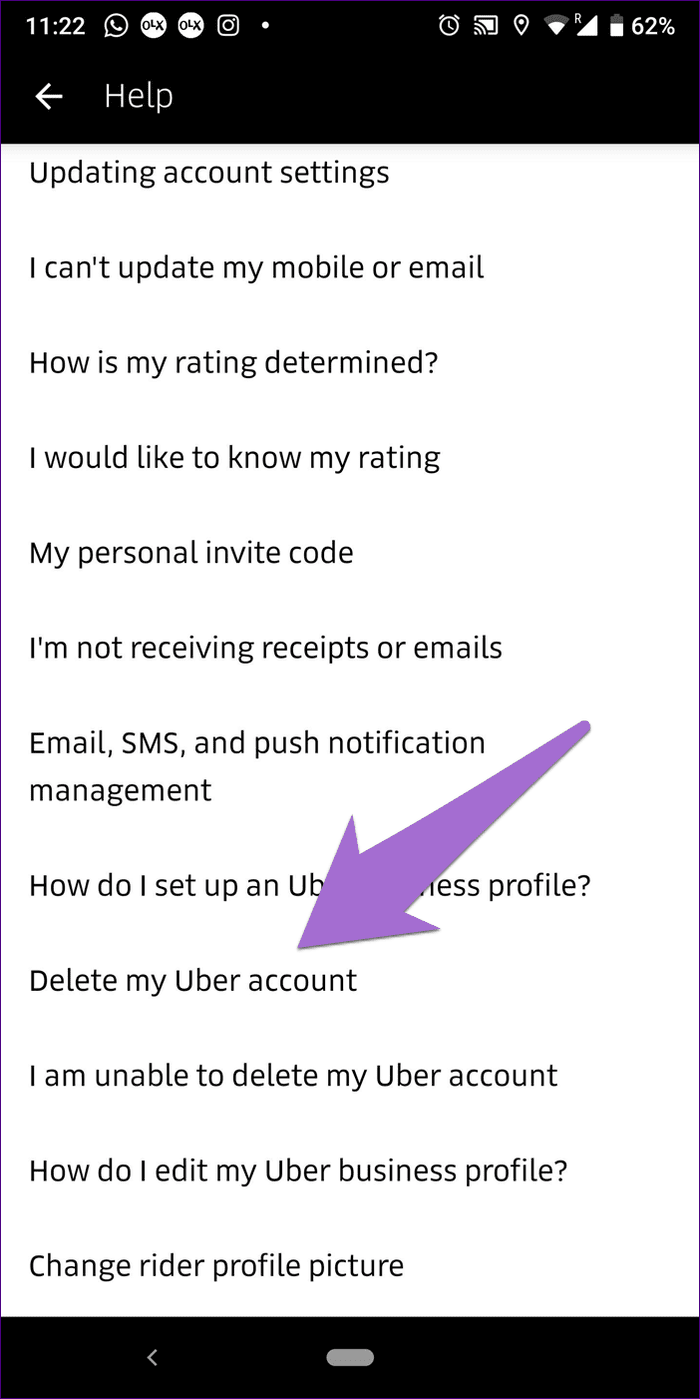 Delete Saved Place Uber 5