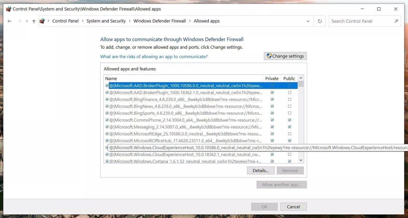 Disable firewall